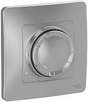 Светорегулятор поворотно-нажимной с рамкой Systeme Electric Blanca 5-400Вт алюминий картинка